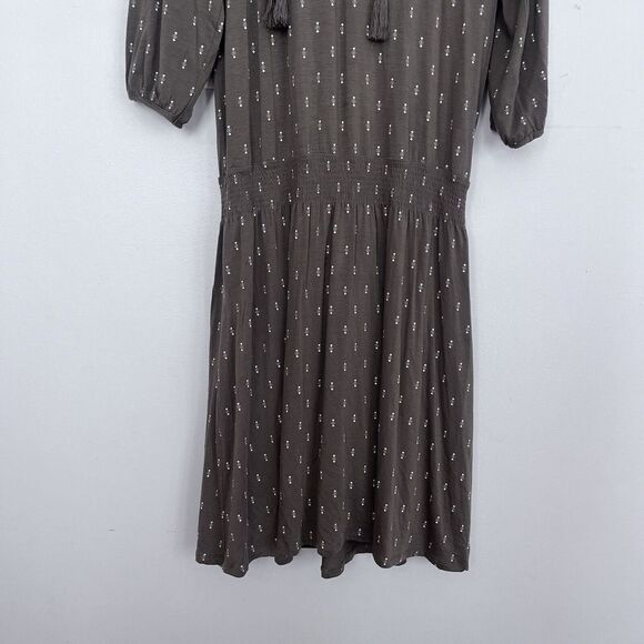 Garnet Hill Poet Knit‎ Midi Dress Medium Brown Olive Soft Knit Stretch Bohemian - Picture 5 of 16